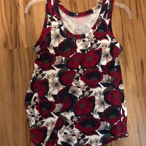 LOFT sleeveless maroon, white flower medium shirt